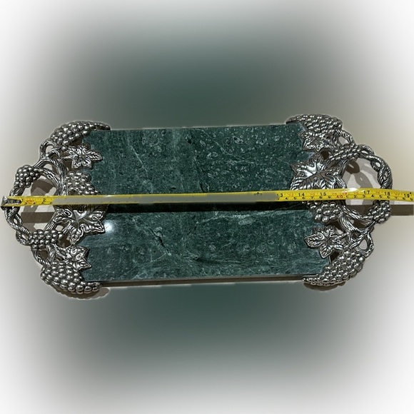 ✨Gorgeous✨Vintage Green Marble Slab✨Charcuterie Board✨Godinger Silver Art Co.✨ - Picture 7 of 12